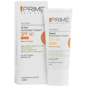 کرم ضد آفتاب رنگی پرایم SPF60 مدل Acnex مناسب پوست‌ مختلط تا چرب ۴۰ میلی‌لیتر