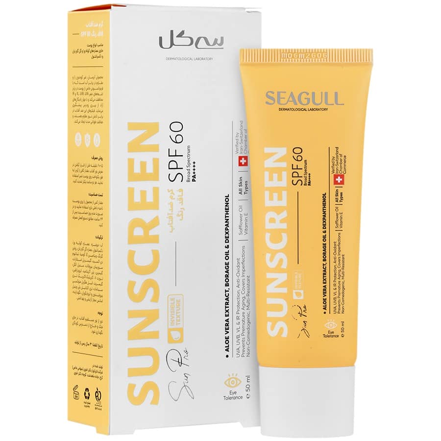 کرم ضد آفتاب فاقد رنگ SPF60 سان پرو سی گل مناسب انواع پوست ۵۰ میلی لیتر