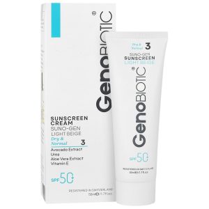 کرم ضد آفتاب رنگی (بژ روشن) SPF50 سانوژن ژنوبایوتیک ۵۰ میلی لیتر