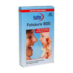 کپسول فولیک اسید ۸۰۰ میکرو گرم یوروویتال ۶۰ عددی