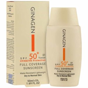 کرم ضد آفتاب رنگی (01) ژیناژن SPF50 مناسب پوست خشک و معمولی ۵۰ میلی لیتر