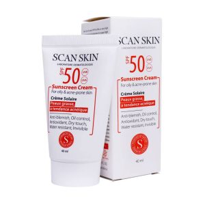 کرم ضدآفتاب بی رنگ اسکن اسکین با SPF50 مناسب پوست چرب و مستعد آکنه 40 میلی لیتر