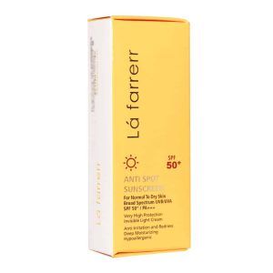 کرم ضد آفتاب و ضد لک بی رنگ SPF50 پوست خشک لافارر ۴۰ میلی لیتر