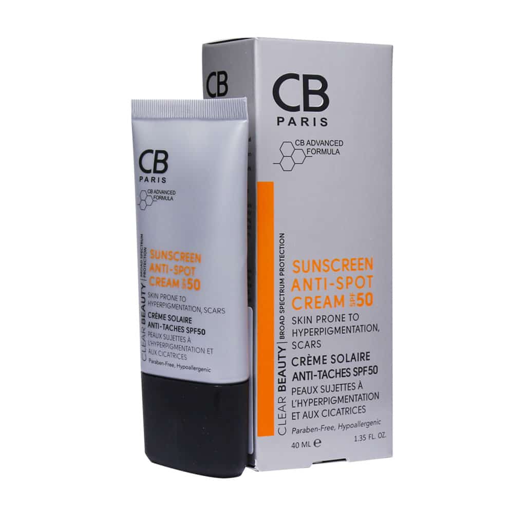 کرم ضد آفتاب ضد لک SPF50 سی بی پاریس انواع پوست ۴۰ میلی لیتر