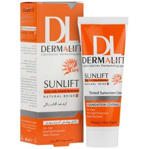 کرم ضد آفتاب رنگی (بژ طبیعی) SPF50 درمالیفت مناسب پوست چرب ۴۰ میلی لیتر