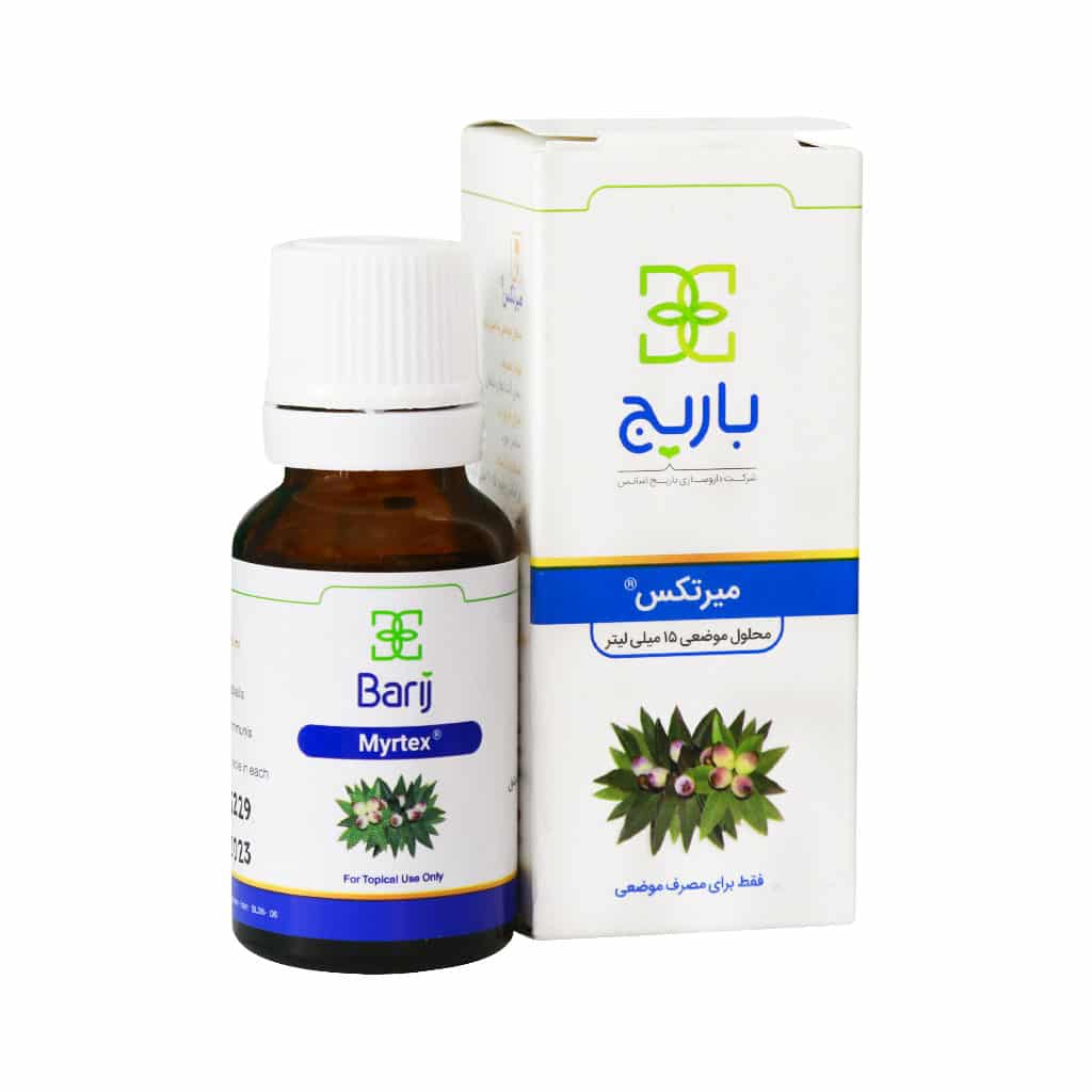محلول موضعی میرتکس (MYRTEX) باریج اسانس ۱۵ میلی لیتر