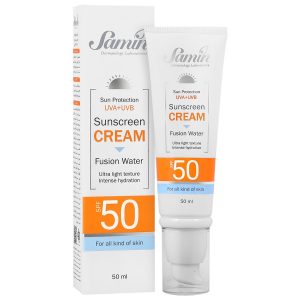 ضد آفتاب فیوژن واتر انواع پوست ثمین با SPF50 حجم ۵۰ میلی لیتر