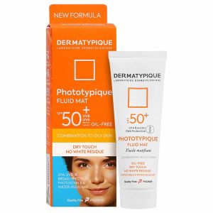 فلوئید ضد آفتاب بی رنگ درماتیپیک SPF50 مناسب پوست چرب و جوشدار ۵۰ میلی لیتر